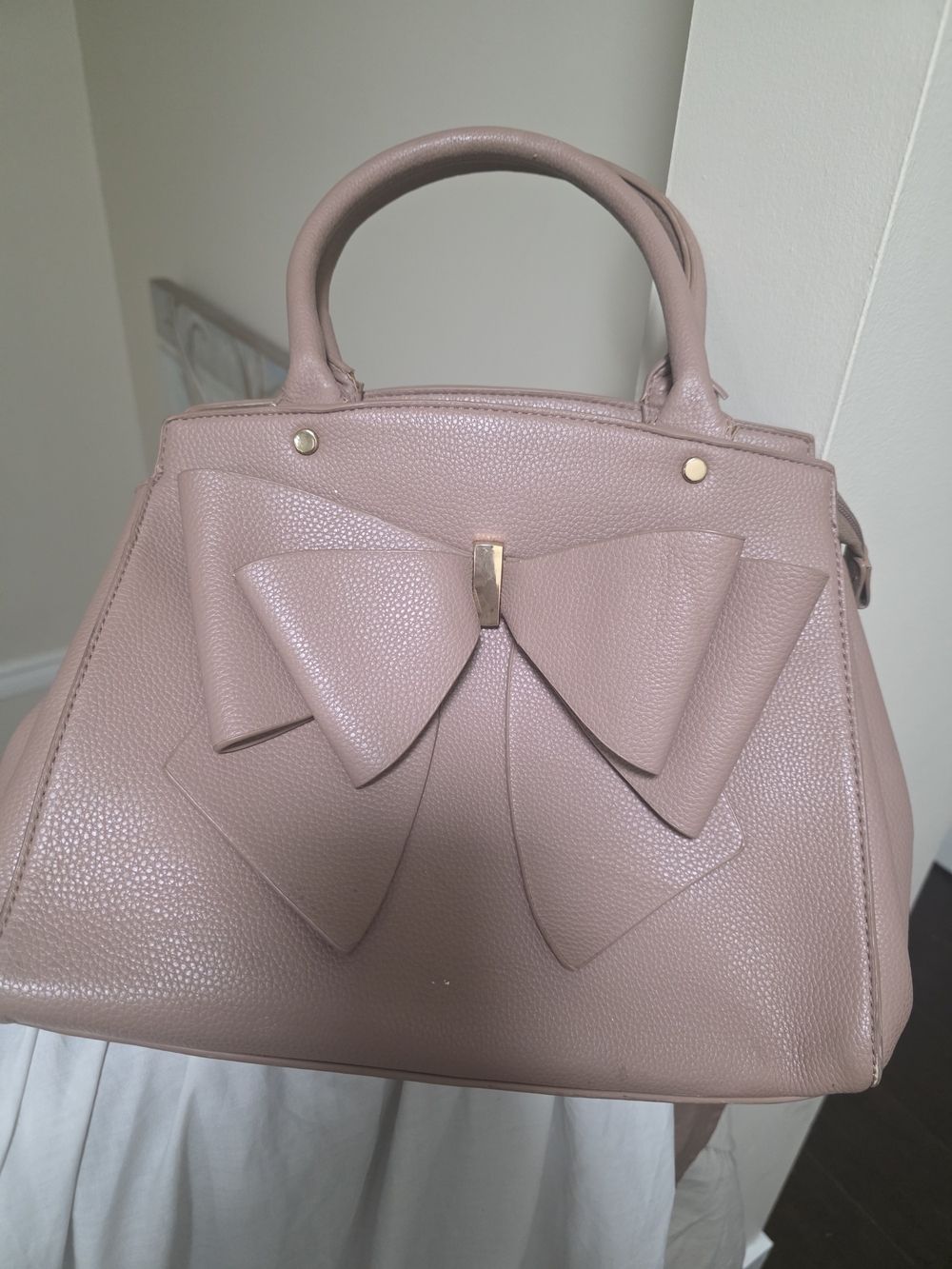Women's Pink Bow Accent Satchel Handbag